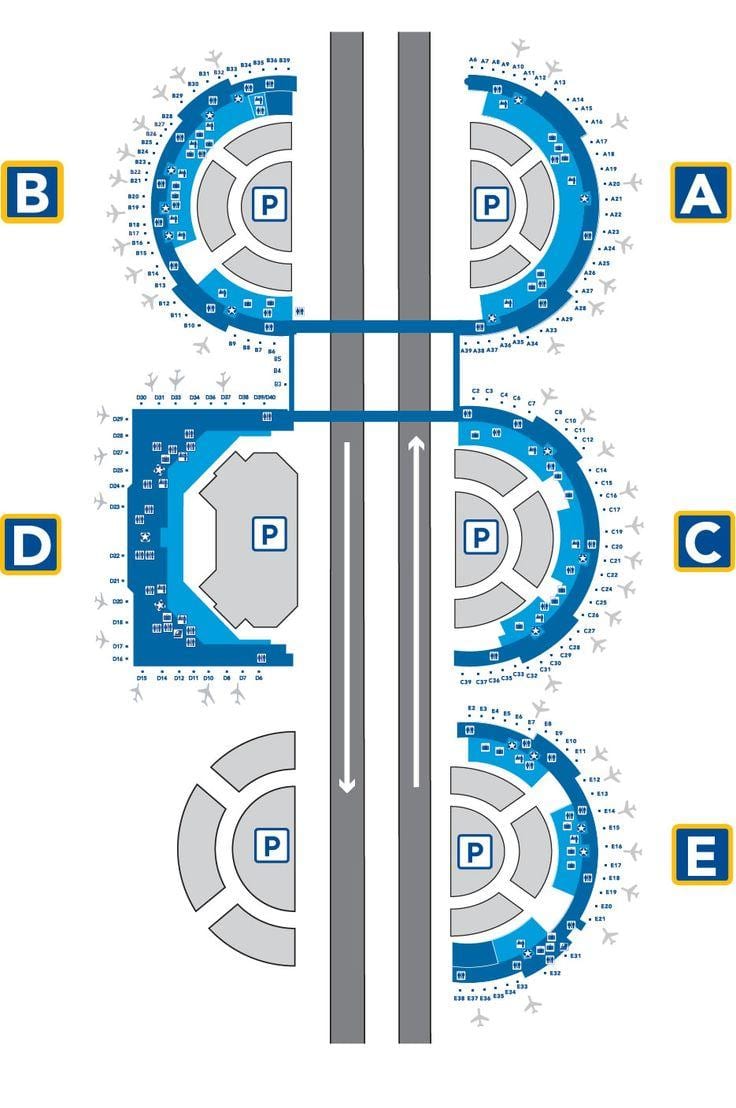 DFW нисэх онгоцны буудлын терминал и газрын зураг