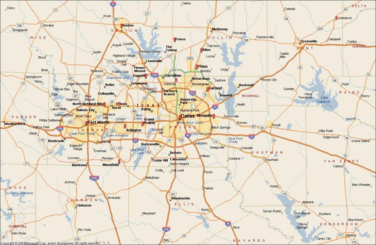 Даллас Форт Үнэ цэнэ metroplex газрын зураг