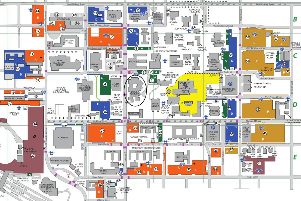 Их сургуулийн Хойд Техасын Даллас газрын зураг