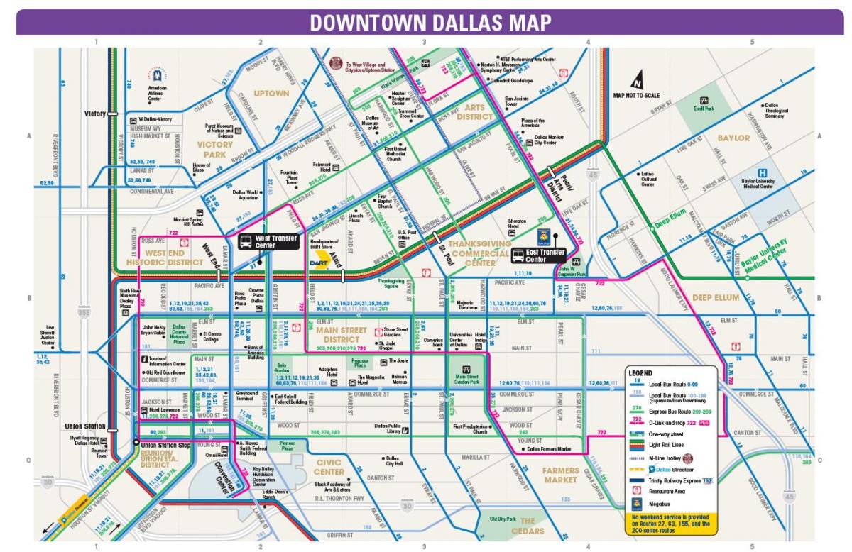 Даллас автобусны маршрут, газрын зураг